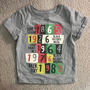 Kids June-teenth Graphic Tee - Gray with Multicolor Design